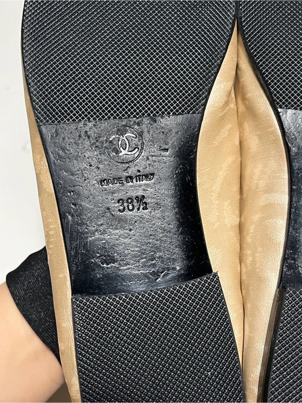 Chanel Metallic gold Nude Ballet Flats